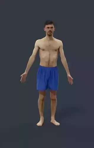 Animated Beach Man Swimwear - A-pose - Posture Low-poly 3D model