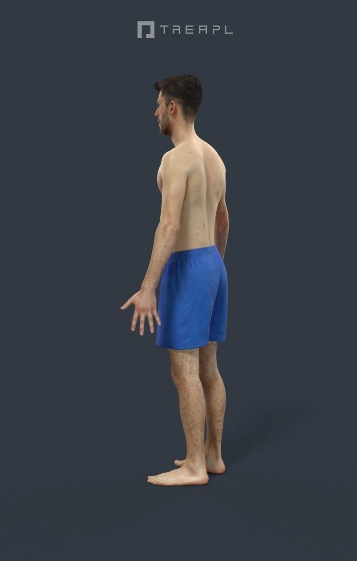 Animated Beach Man Swimwear - A-pose - Posture Low-poly 3D model_5