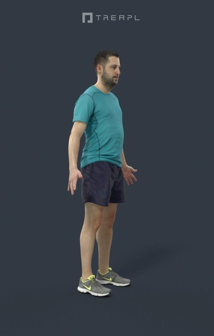 Animated Sports Man - A-pose - Portrait Low-poly 3D model_2