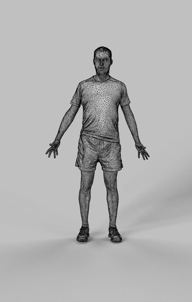 Animated Sports Man - A-pose - Portrait Low-poly 3D model_7