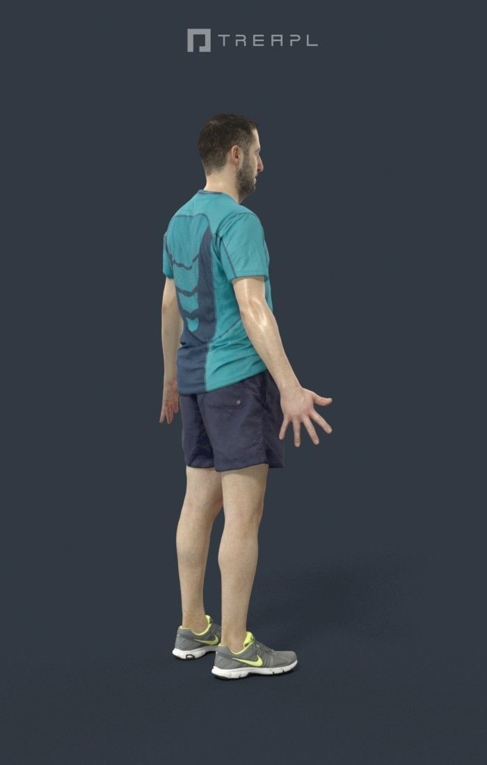 Animated Sports Man - A-pose - Portrait Low-poly 3D model_3