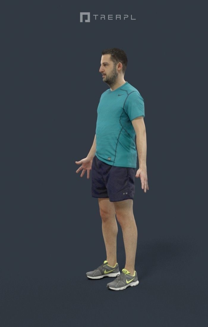 Animated Sports Man - A-pose - Portrait Low-poly 3D model_6