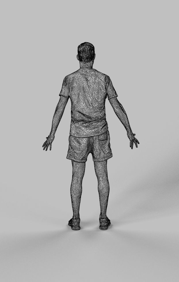 Animated Sports Man - A-pose - Portrait Low-poly 3D model_8