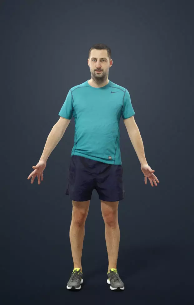 Animated Sports Man - A-pose - Portrait Low-poly 3D model_0