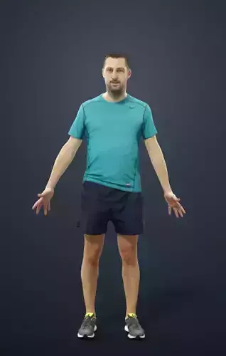 Animated Sports Man - A-pose - Portrait Low-poly 3D model