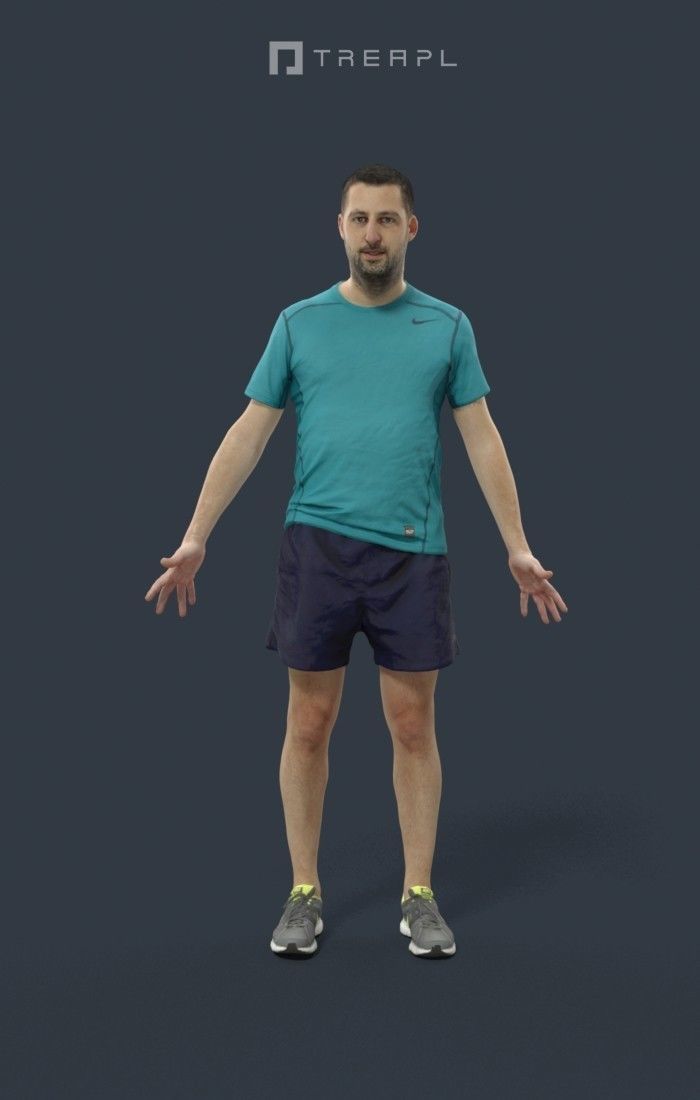 Animated Sports Man - A-pose - Portrait Low-poly 3D model_1