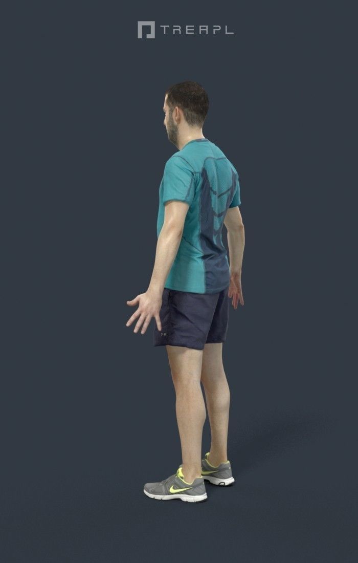 Animated Sports Man - A-pose - Portrait Low-poly 3D model_5
