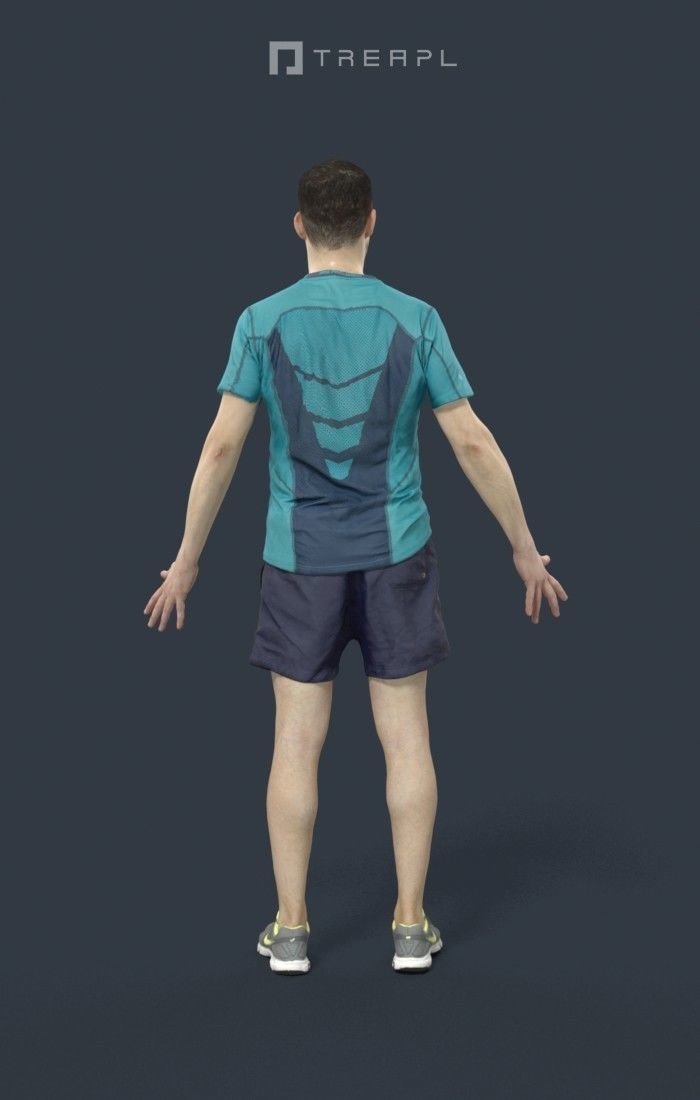 Animated Sports Man - A-pose - Portrait Low-poly 3D model_4