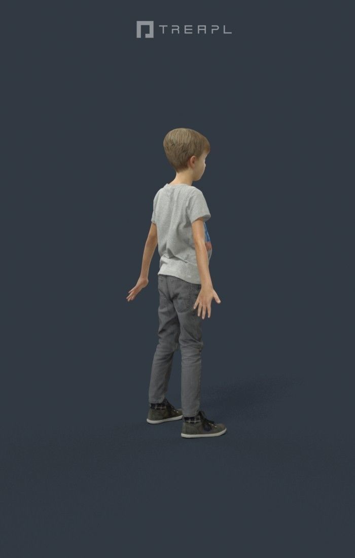 Animated Boy Kid Child - A-pose - Story Low-poly 3D model_3