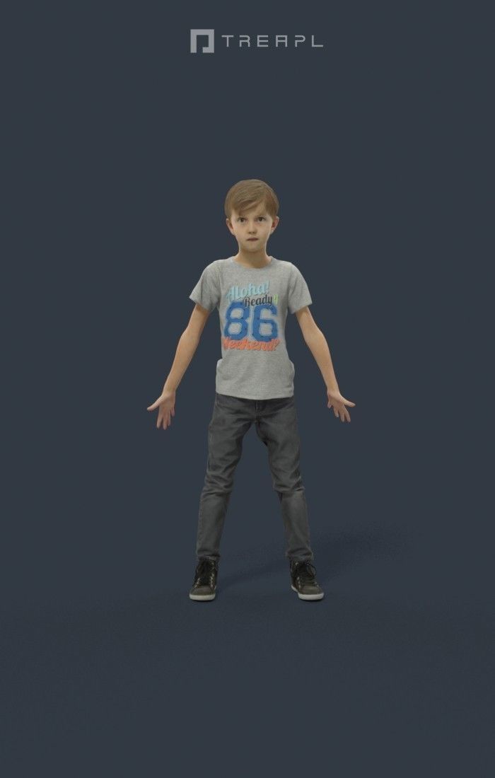 Animated Boy Kid Child - A-pose - Story Low-poly 3D model_1