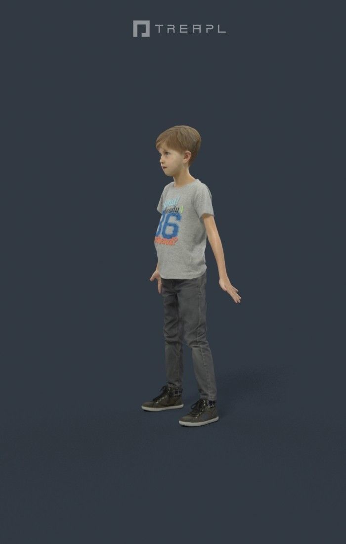 Animated Boy Kid Child - A-pose - Story Low-poly 3D model_6