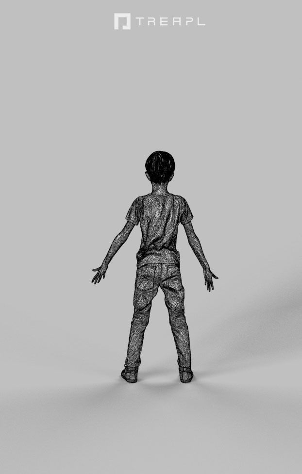 Animated Boy Kid Child - A-pose - Story Low-poly 3D model_8