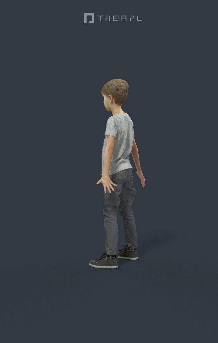 Animated Boy Kid Child - A-pose - Story Low-poly 3D model_5