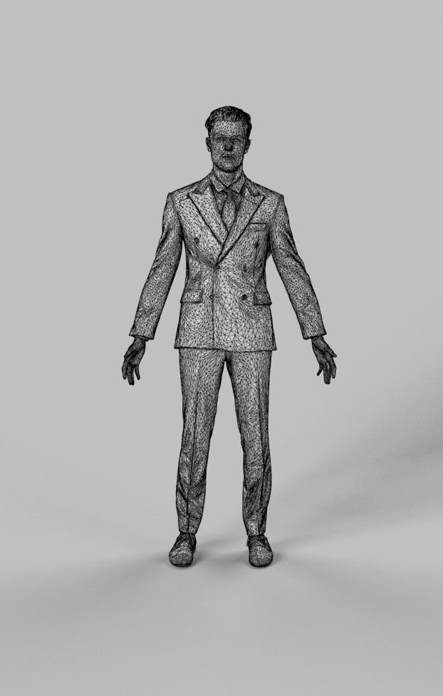 Animated Elegant Business Man - A-pose - Virtue Low-poly 3D model_7