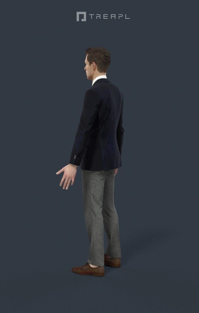 Animated Elegant Business Man - A-pose - Virtue Low-poly 3D model_5