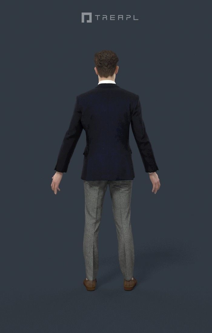 Animated Elegant Business Man - A-pose - Virtue Low-poly 3D model_4