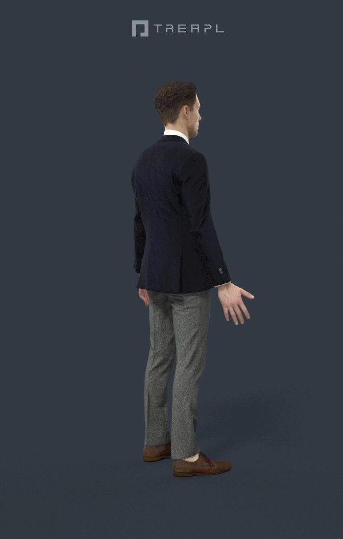 Animated Elegant Business Man - A-pose - Virtue Low-poly 3D model_3