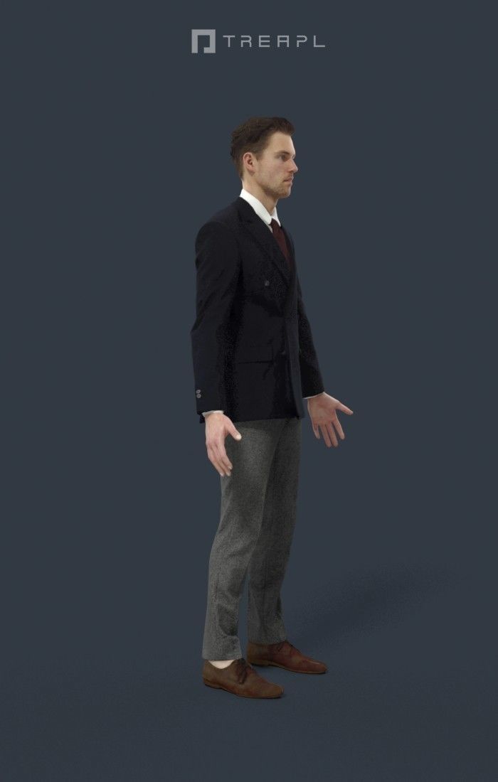 Animated Elegant Business Man - A-pose - Virtue Low-poly 3D model_2
