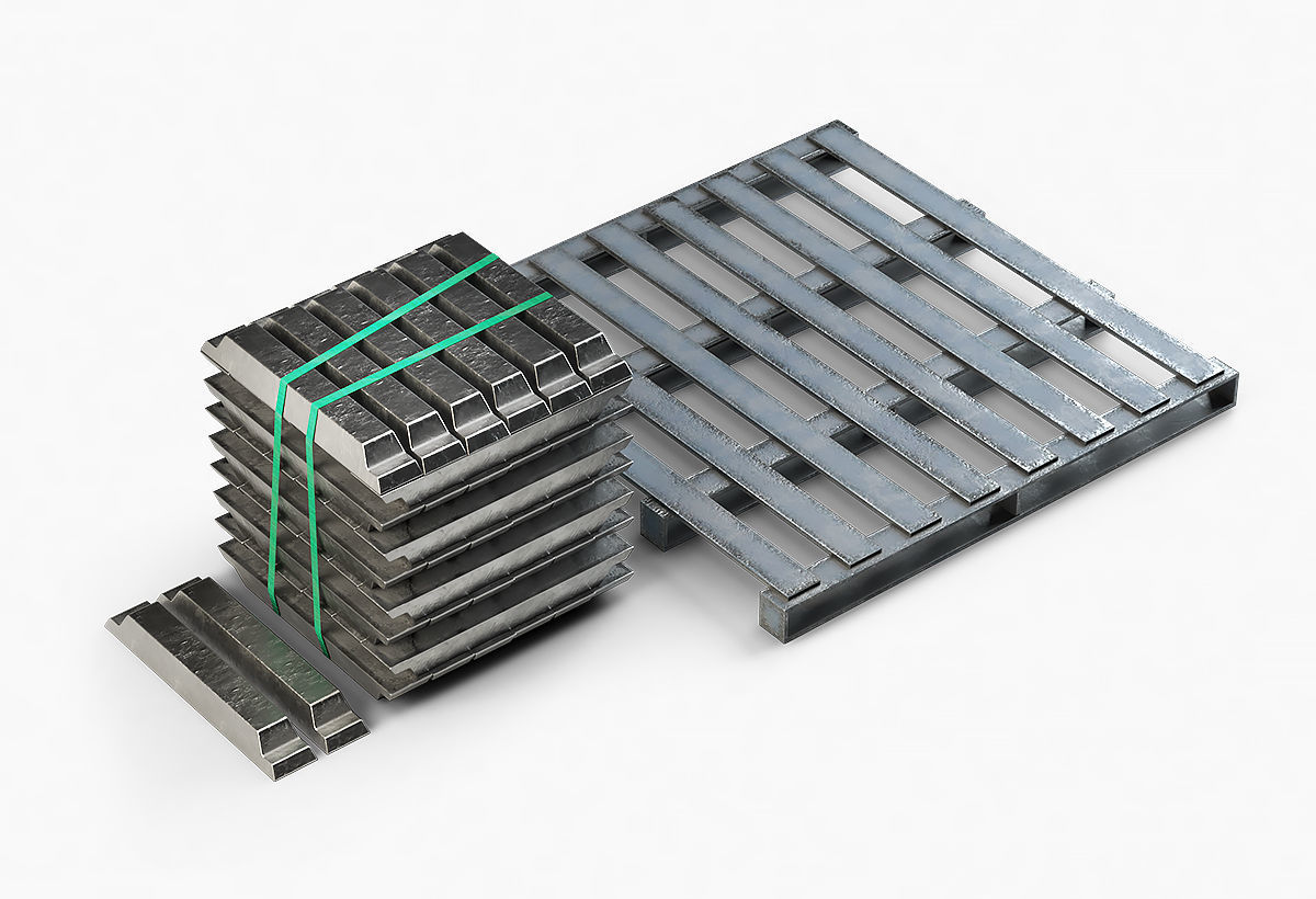 Aluminium Zinc Nickel Silver Titan Steel ingot 10 3D model_5
