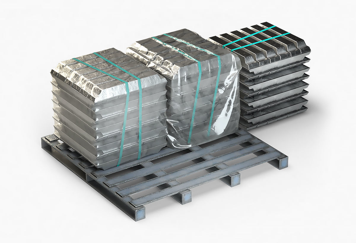 Aluminium Zinc Nickel Silver Titan Steel ingot 10 3D model_2