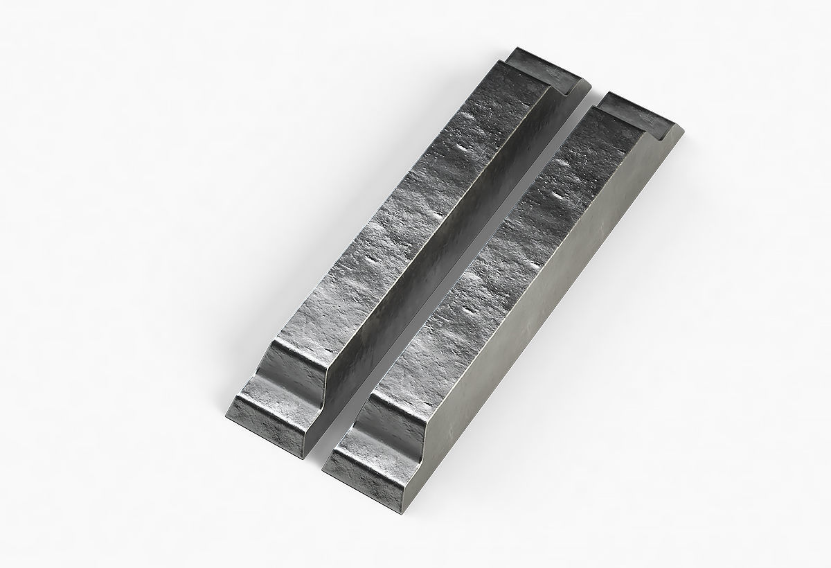 Aluminium Zinc Nickel Silver Titan Steel ingot 10 3D model_6
