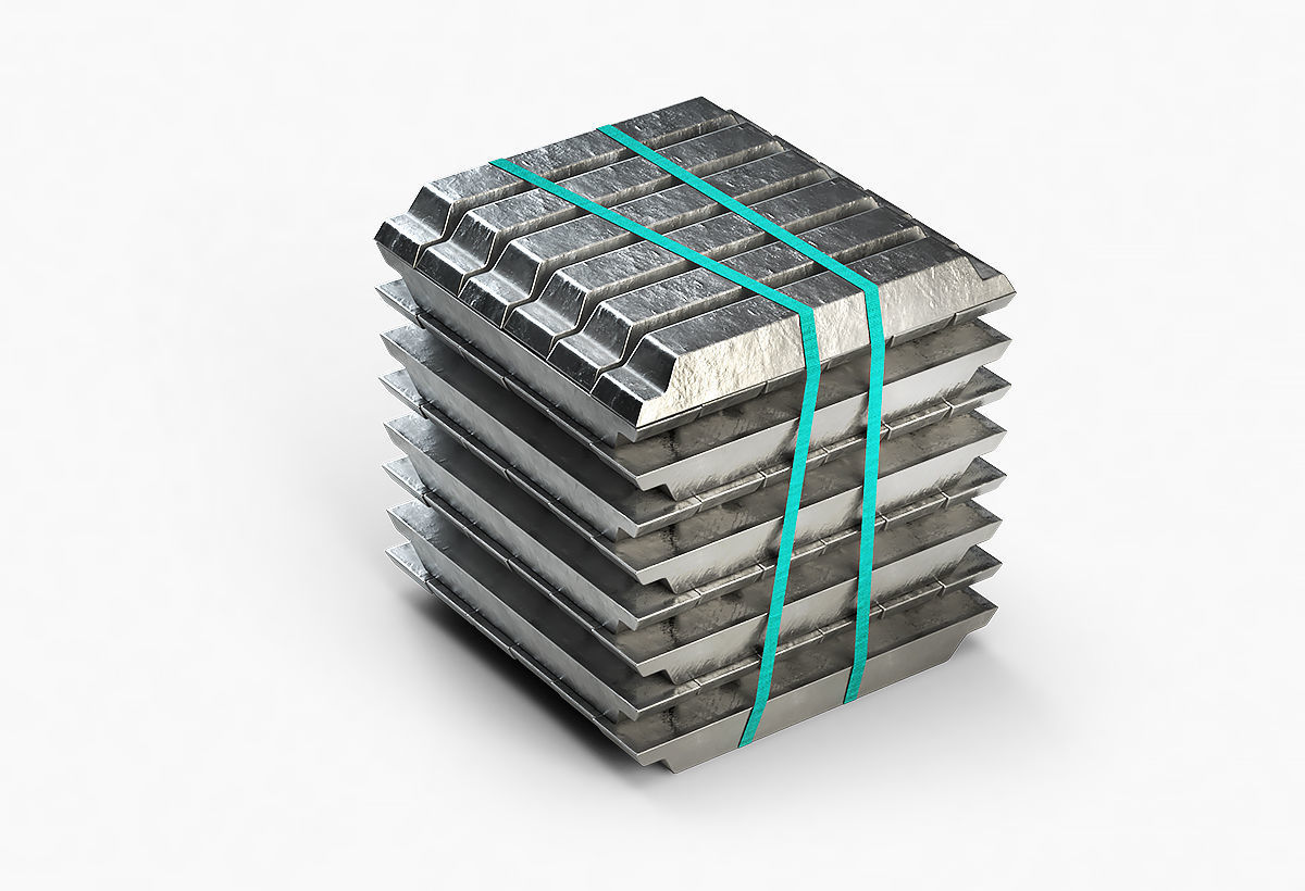 Aluminium Zinc Nickel Silver Titan Steel ingot 10 3D model_8