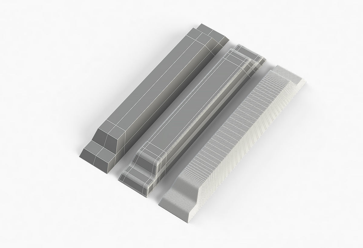 Aluminium Zinc Nickel Silver Titan Steel ingot 10 3D model_7