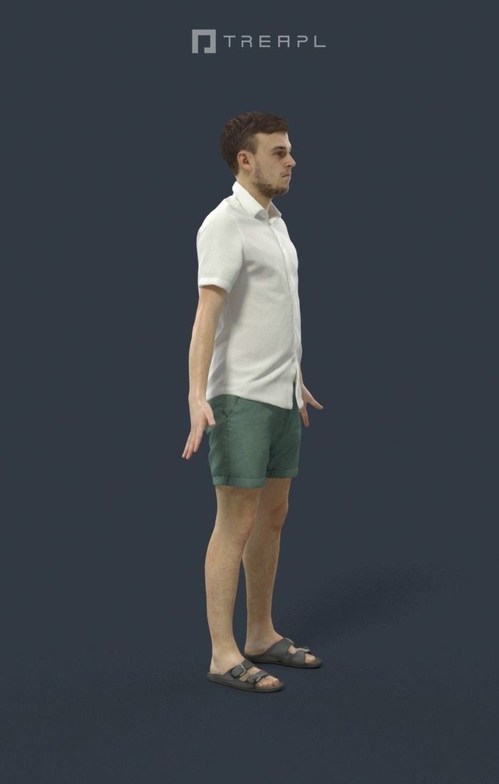 Animated Casual Man Summer in Shorts - A-pose - Veracity Low-poly 3D model_2
