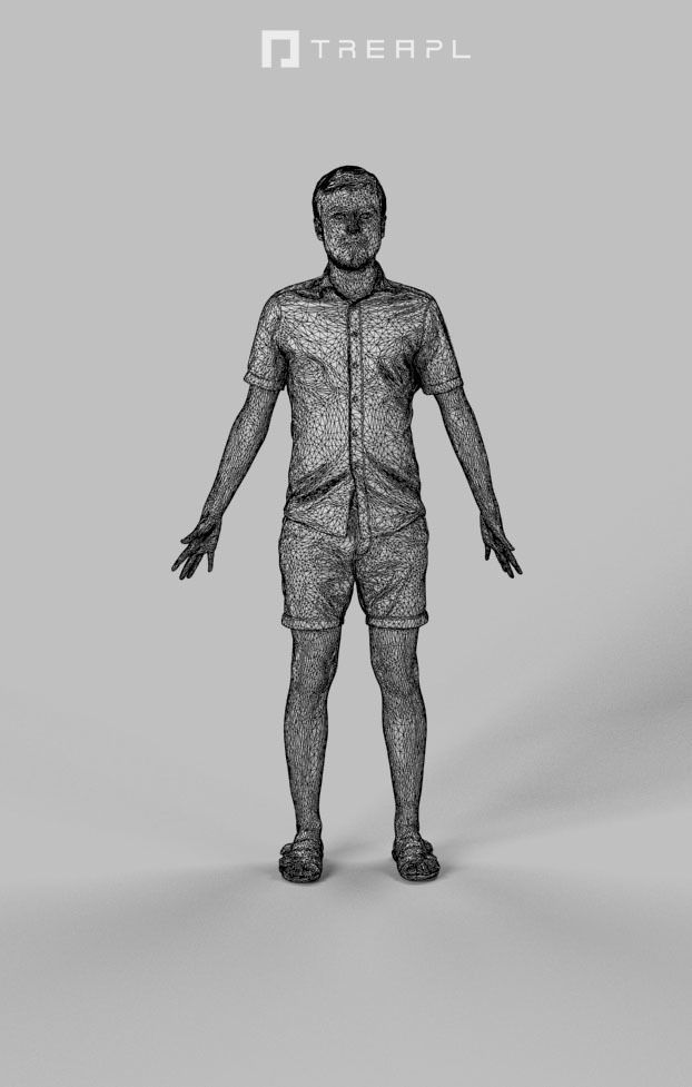 Animated Casual Man Summer in Shorts - A-pose - Veracity Low-poly 3D model_7