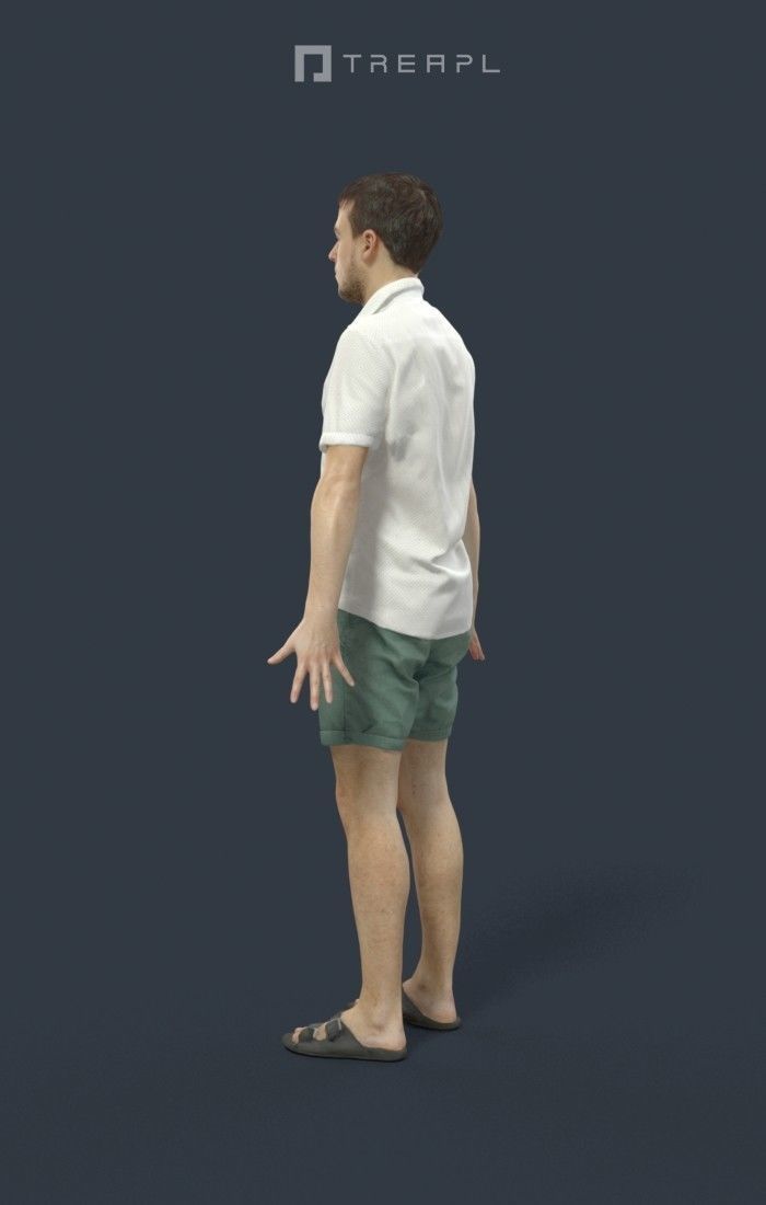 Animated Casual Man Summer in Shorts - A-pose - Veracity Low-poly 3D model_5