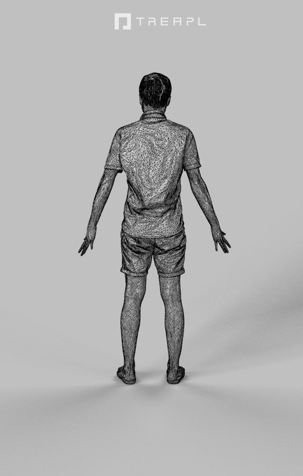 Animated Casual Man Summer in Shorts - A-pose - Veracity Low-poly 3D model_8