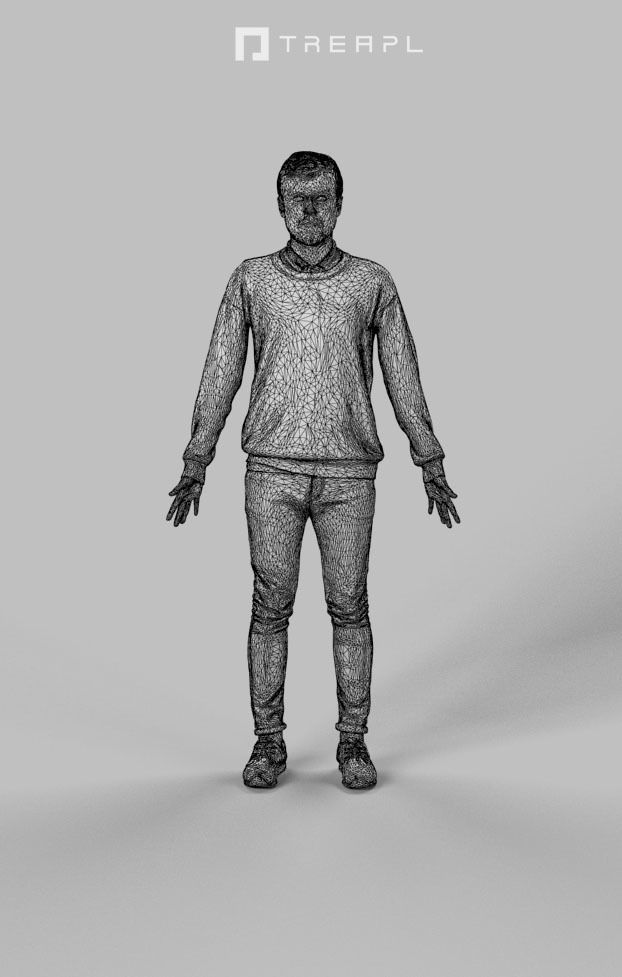 Animated Casual Man in Jeans - A-pose - Veracity Low-poly 3D model_7