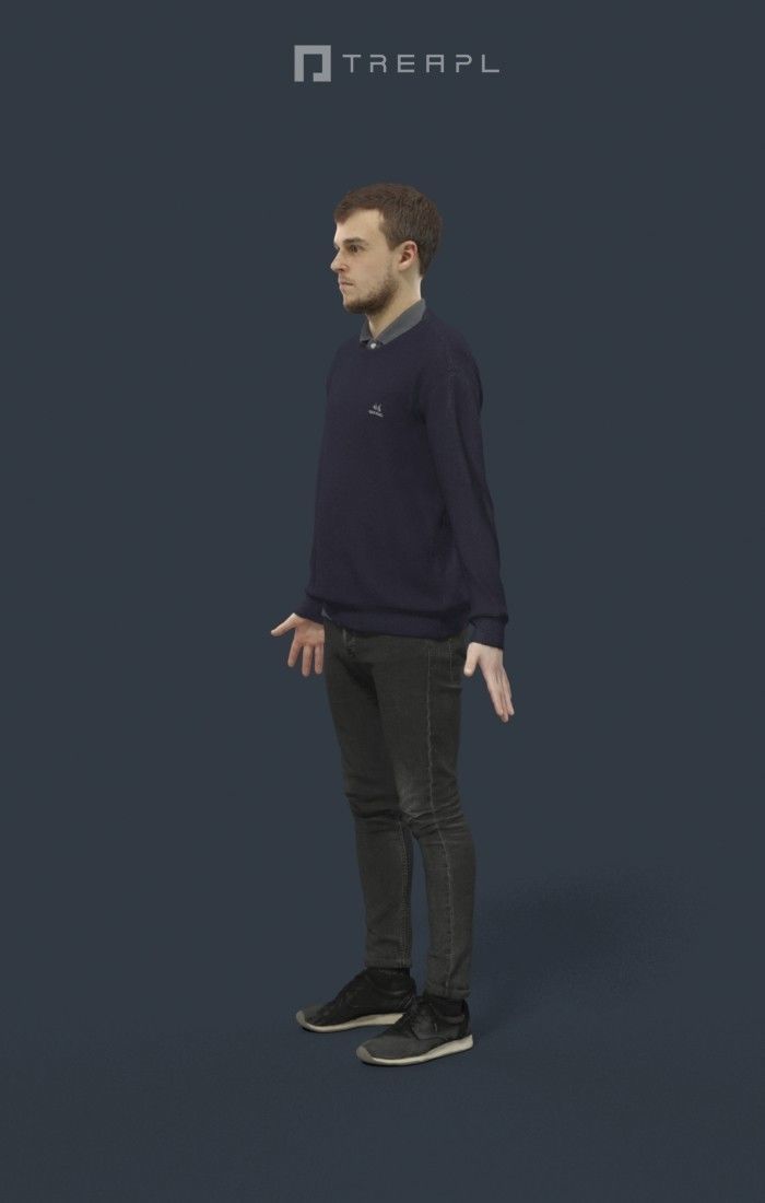 Animated Casual Man in Jeans - A-pose - Veracity Low-poly 3D model_6