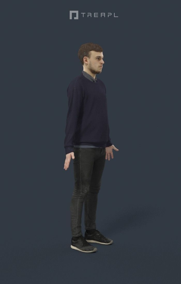 Animated Casual Man in Jeans - A-pose - Veracity Low-poly 3D model_2