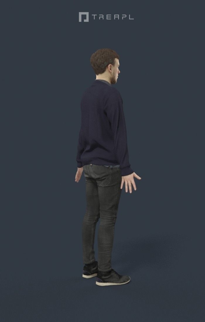 Animated Casual Man in Jeans - A-pose - Veracity Low-poly 3D model_3