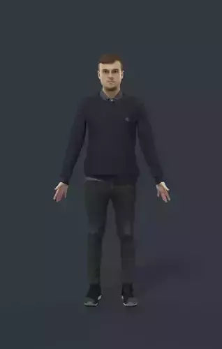 Animated Casual Man in Jeans - A-pose - Veracity Low-poly 3D model