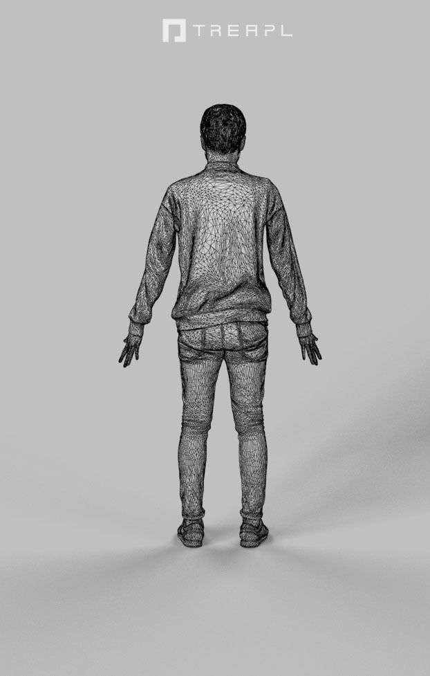 Animated Casual Man in Jeans - A-pose - Veracity Low-poly 3D model_8