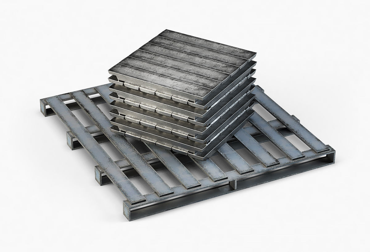 Aluminium Zinc Nickel Silver Titan Steel ingot 11 3D model_8