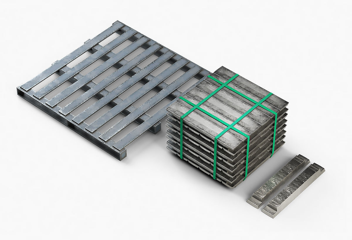 Aluminium Zinc Nickel Silver Titan Steel ingot 11 3D model_2