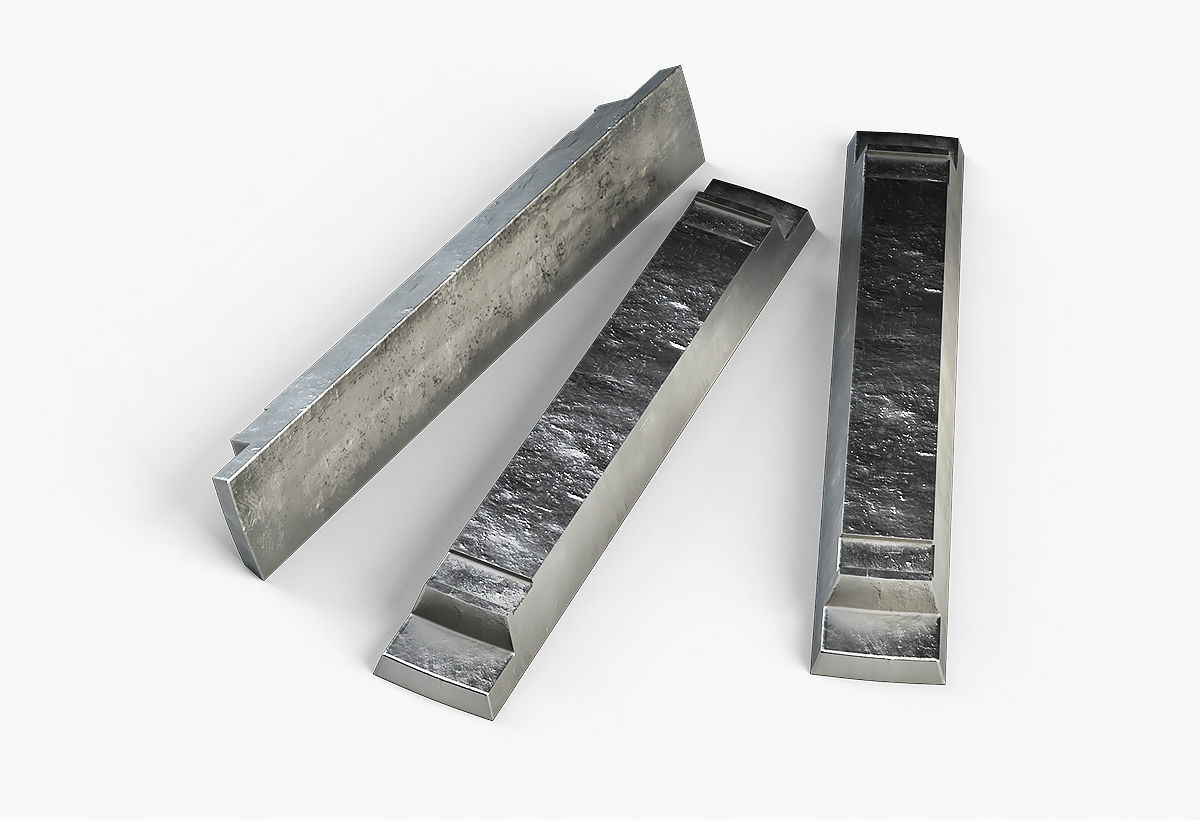 Aluminium Zinc Nickel Silver Titan Steel ingot 11 3D model_4