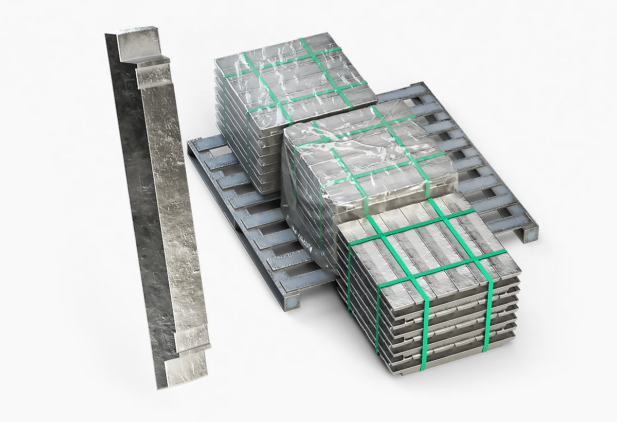 Aluminium Zinc Nickel Silver Titan Steel ingot 11 3D model_0