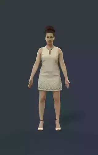 Animated Elegant Woman in a dress - A-pose - Yearn Low-poly 3D model