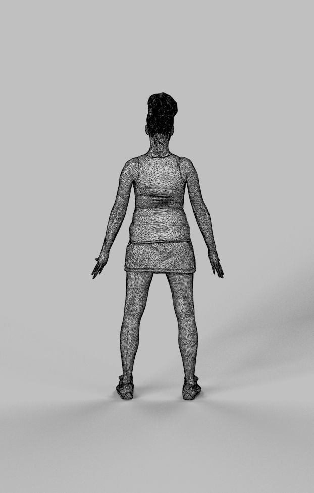 Animated Sports Woman in a skirt and tanktop - A-pose - Yearn Low-poly 3D model_8