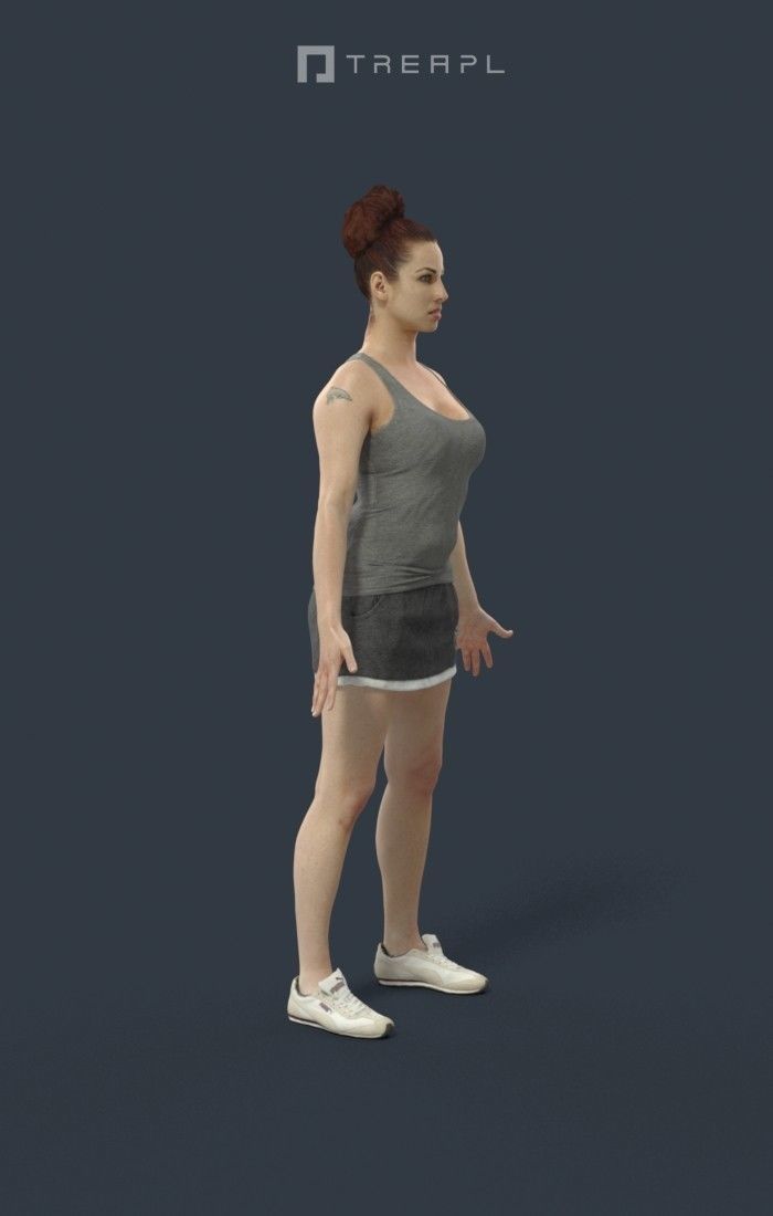 Animated Sports Woman in a skirt and tanktop - A-pose - Yearn Low-poly 3D model_2