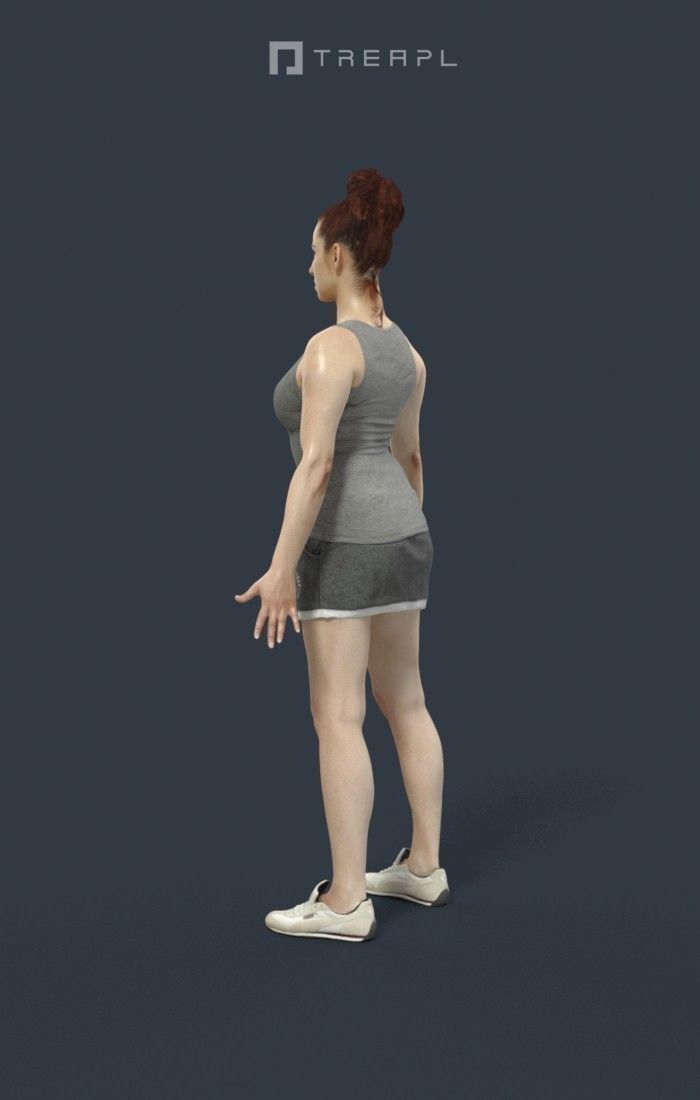 Animated Sports Woman in a skirt and tanktop - A-pose - Yearn Low-poly 3D model_5