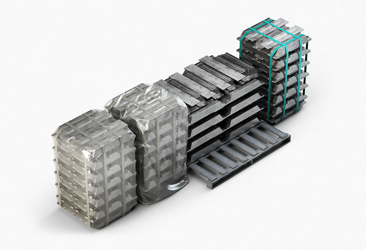 Aluminium Zinc Nickel Silver Titan Steel ingot 12 3D model_3