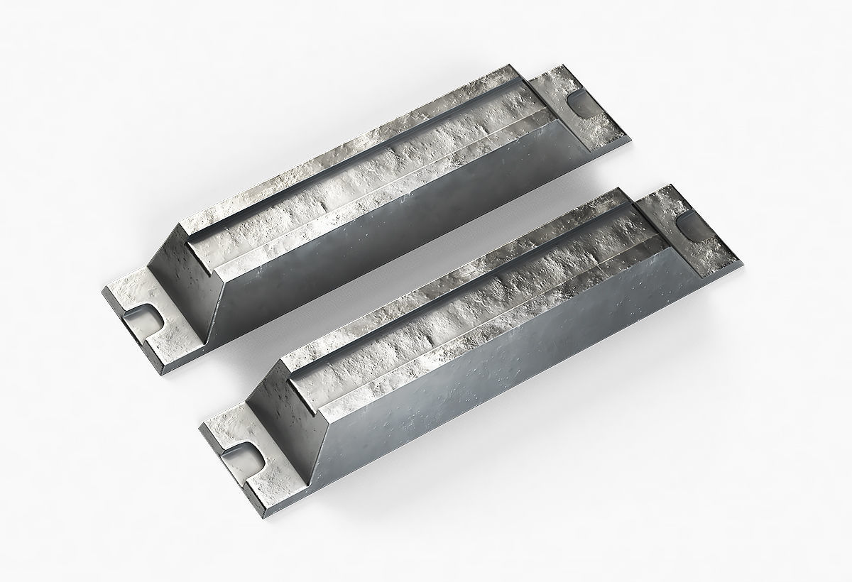 Aluminium Zinc Nickel Silver Titan Steel ingot 12 3D model_10