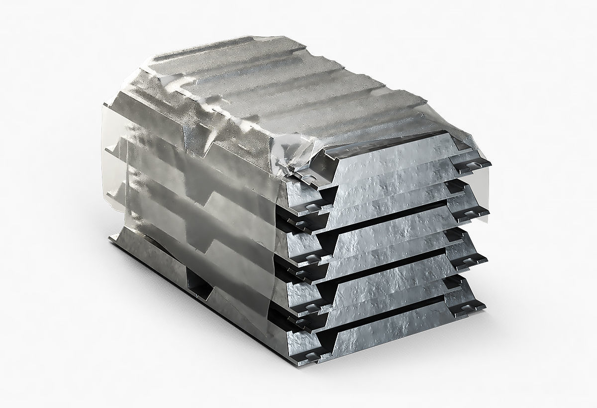 Aluminium Zinc Nickel Silver Titan Steel ingot 12 3D model_8