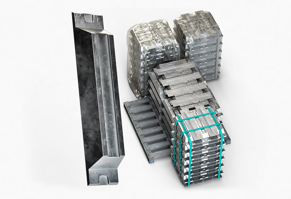 Aluminium Zinc Nickel Silver Titan Steel ingot 12 3D model_0