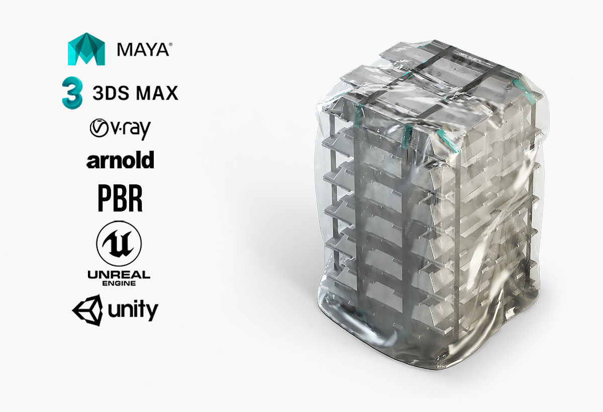 Aluminium Zinc Nickel Silver Titan Steel ingot 12 3D model_1